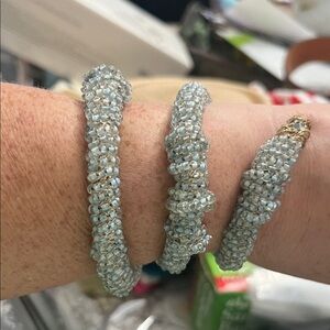 Elegant Silver Beaded Bracelet Set